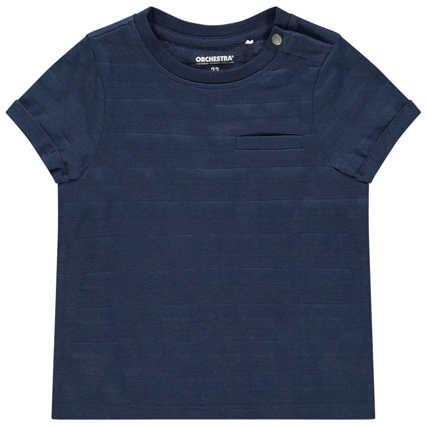 T-shirt manches courtes en maille fantaisie à poche 