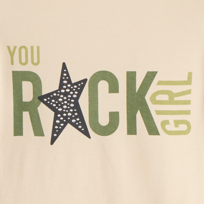 Ondertrui met rolkraag voor meisjes met Rock Girl-print 