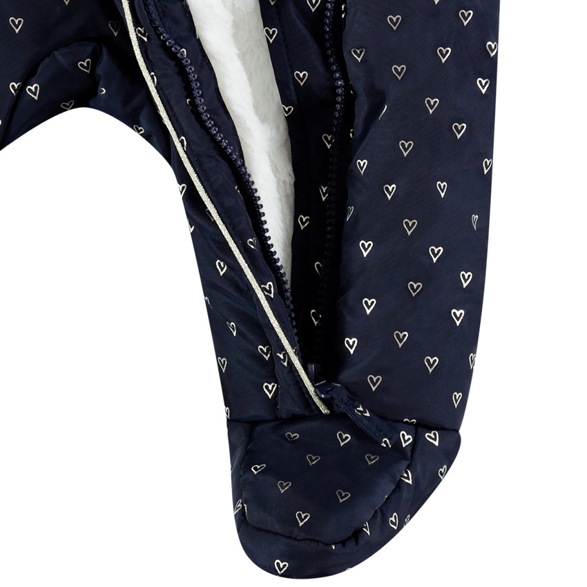 Combi-pilote imprimée coeurs doublée sherpa pour bébé fille 