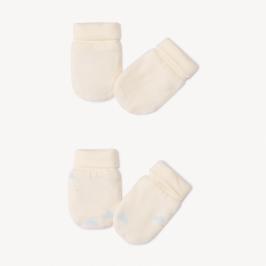 Lot de 2 paires de moufles de naissance unies pour bébé  