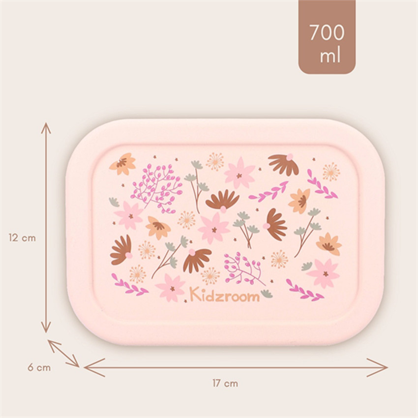 Lunchbox Silicone 3 compartiments Fleurs Rose 