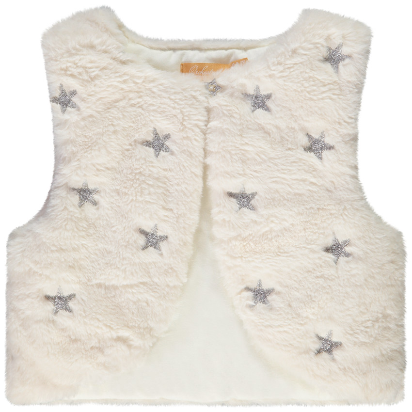 Gilet en fausse fourrure broderies étoiles pour fille 