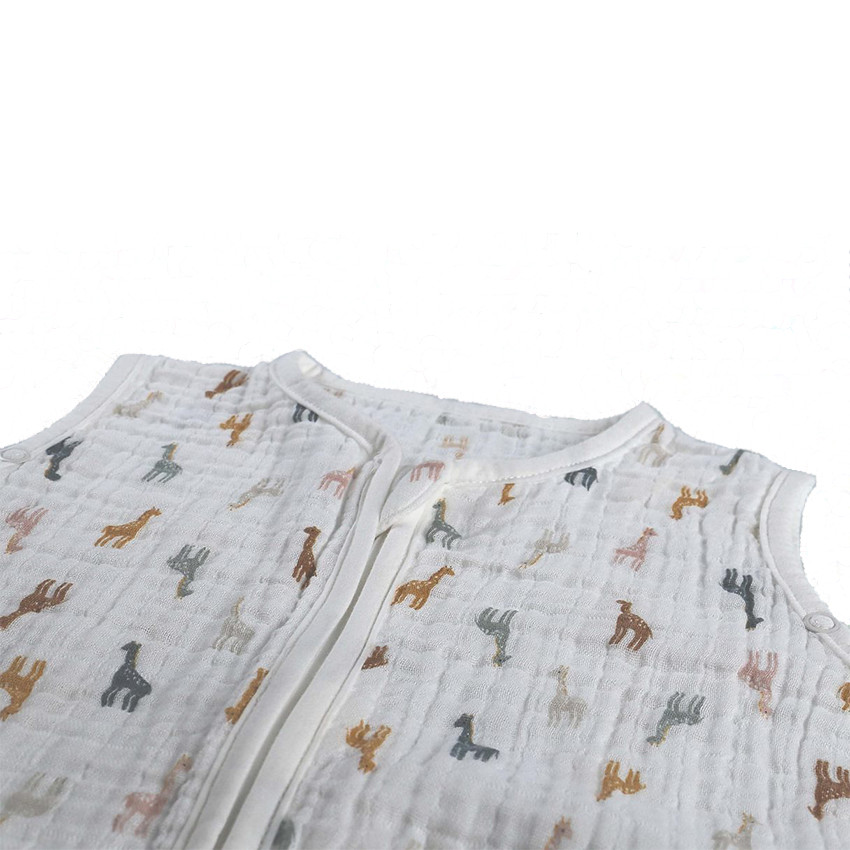 Gigoteuse sans manches en mousseline de coton 90-110 cm - Girafes 