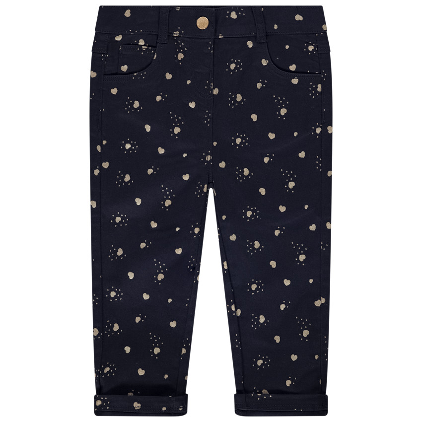 Pantalon slim imprimé cœurs dorés pour bébé fille 