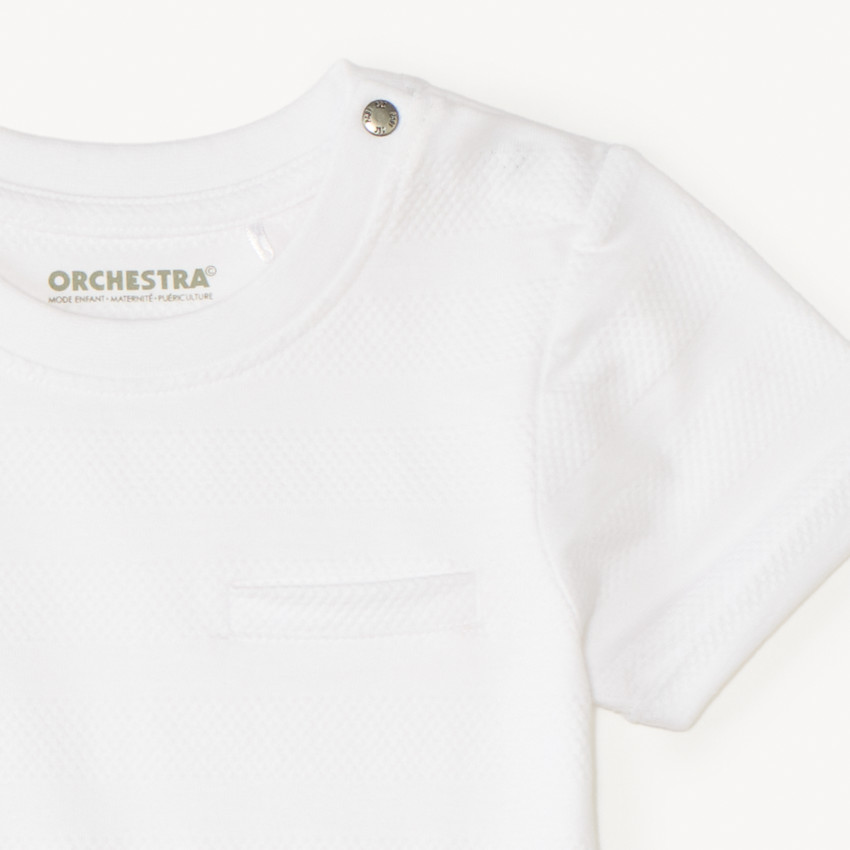 T-shirt met korte mouwen effen textuur voor baby jongen 