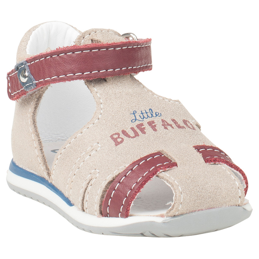 Blootvoets in leder met print 