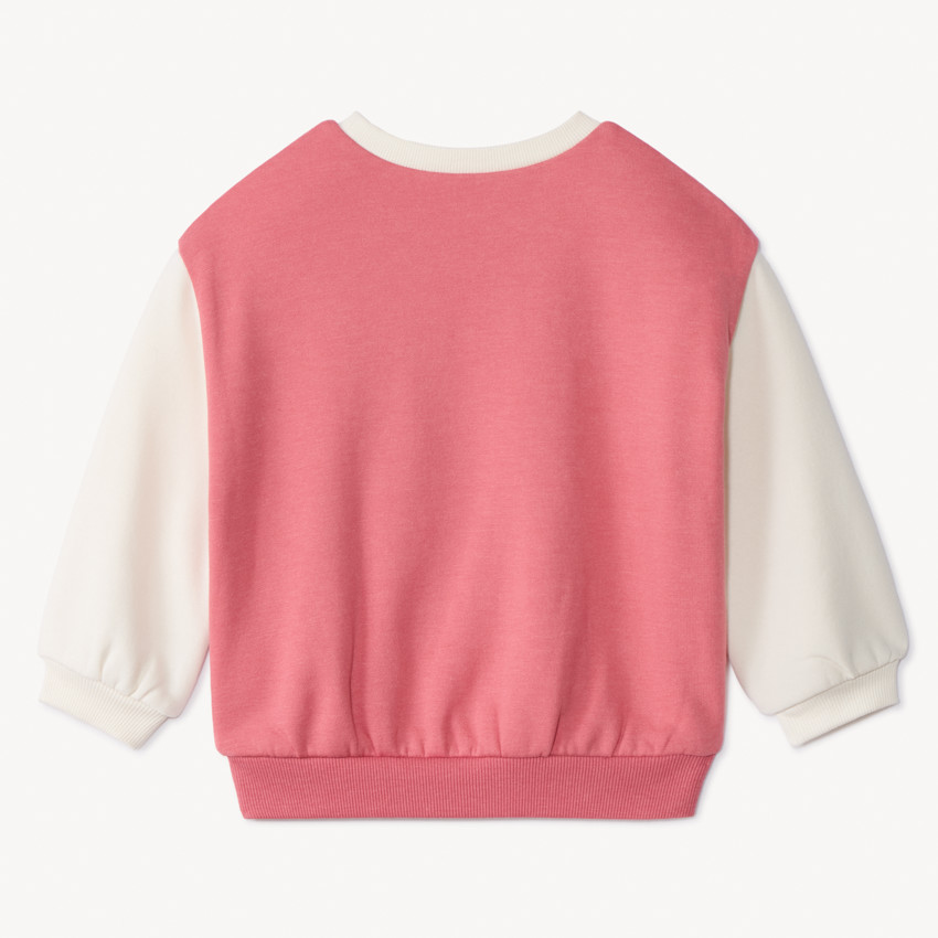 Sweatshirt in fleece met glinsterende eenhoornprint en geborduurde details voor babymeisje 