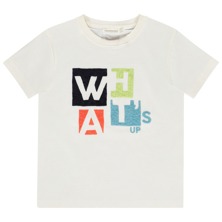 T-shirt manches courtes brodé effet mosaïque pour garçon 
