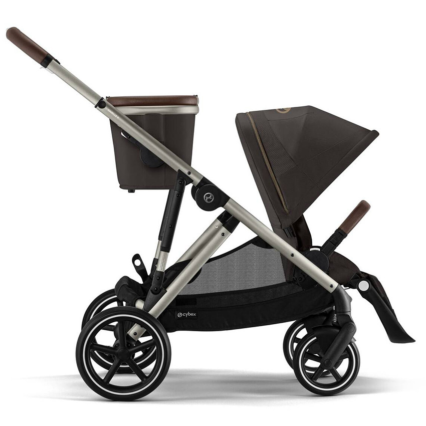 Poussette Gazelle S single/double Châssis Taupe/Siège Chocolate Brown 