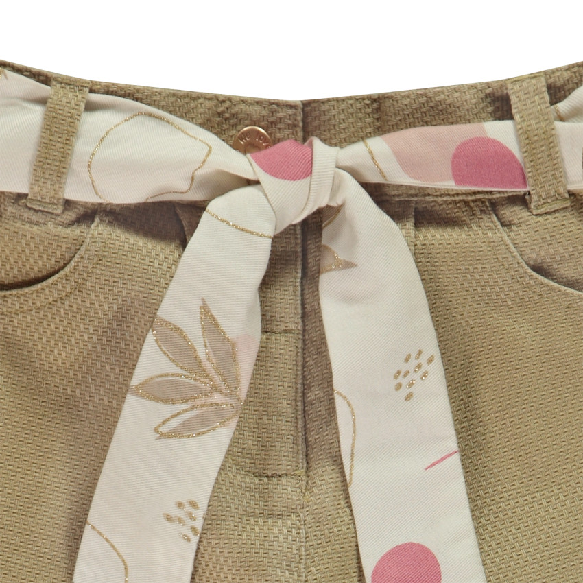 Pantalon doublé en toile avec ceinture arty fantaisie pour bébé fille 