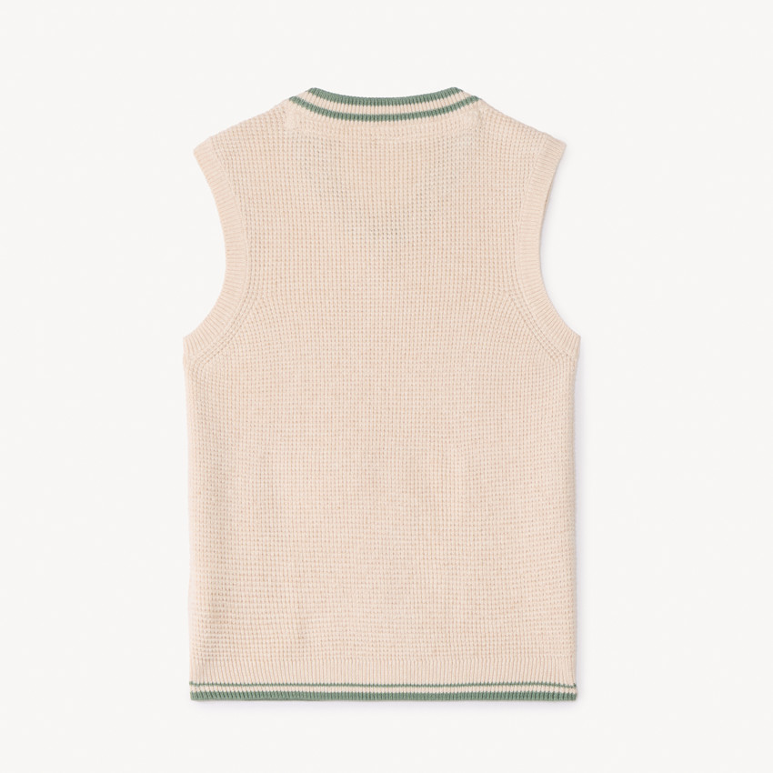 Mouwloos gebreid vest in effen kleur voor jongensbaby. 