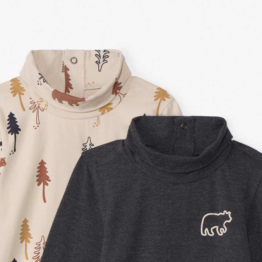 Lot de 2 sous-pulls à col roulé pour bébé garçon 