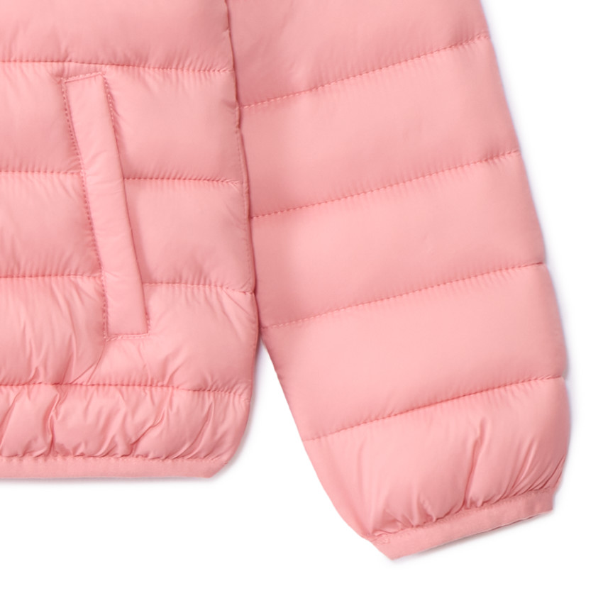 Dunne doorgestikte donsjas met effen kap voor meisjes 