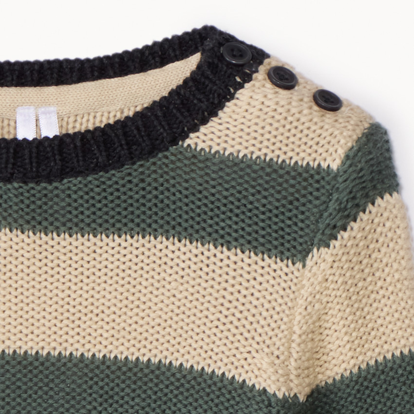 Gebreide trui met lange mouwen en contrasterende strepen voor babyjongen 