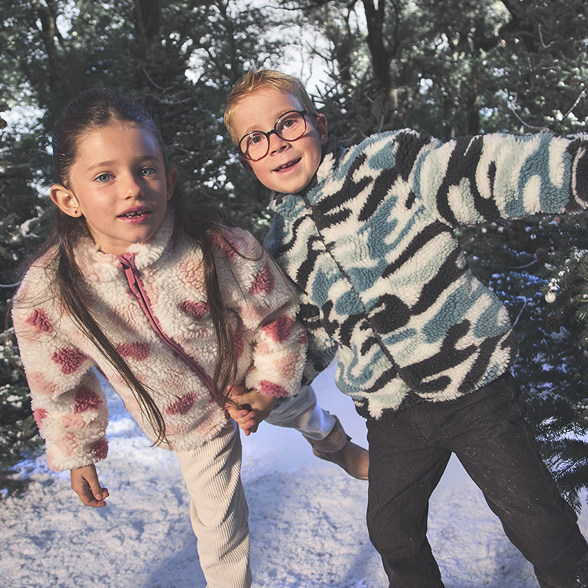 Veste en sherpa imprimé cœurs pour fille 