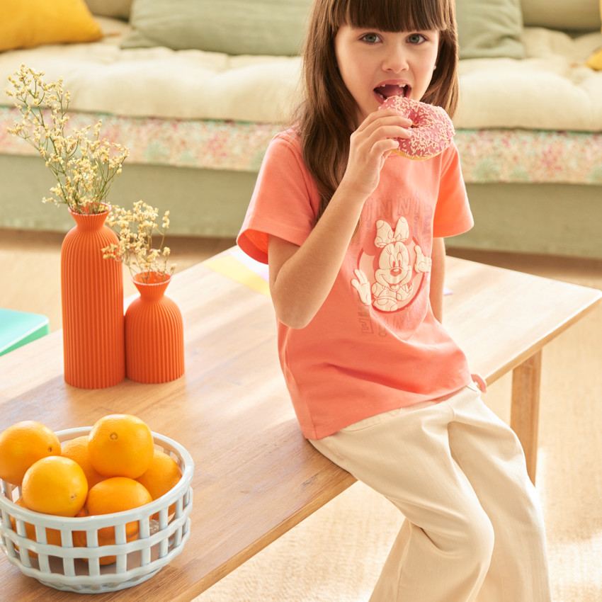 T-shirt manches courtes print à paillettes Minnie Disney pour fille 