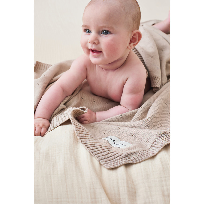 Couverture tricot bio 75x100 Tender Beige MM24 