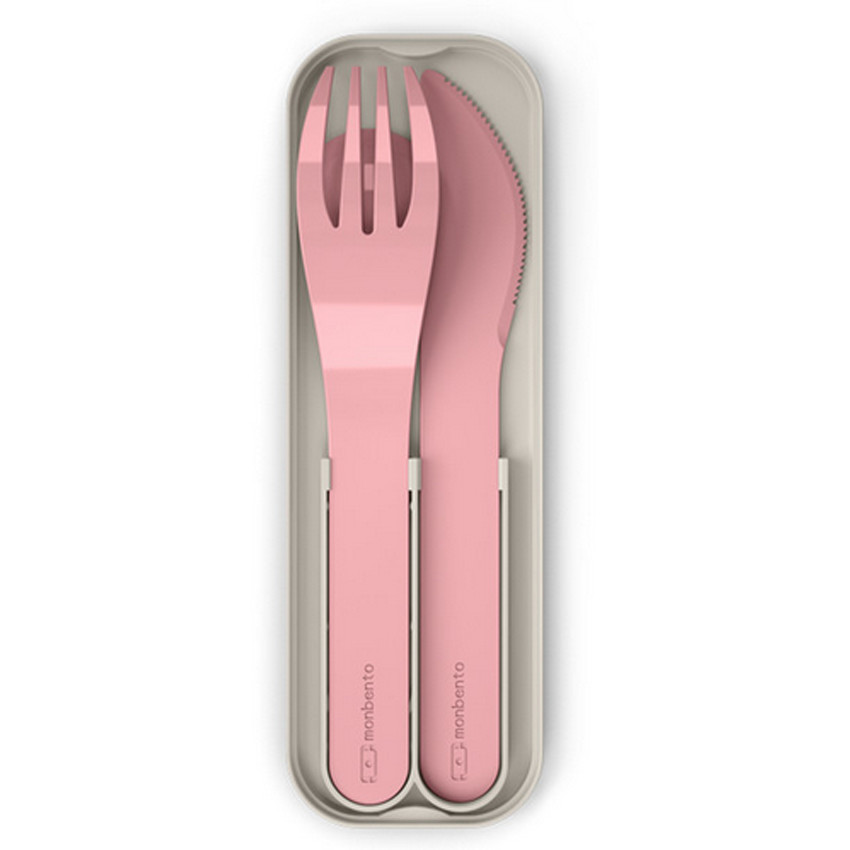 Set de 3 couverts en plastique PLA rose blush 