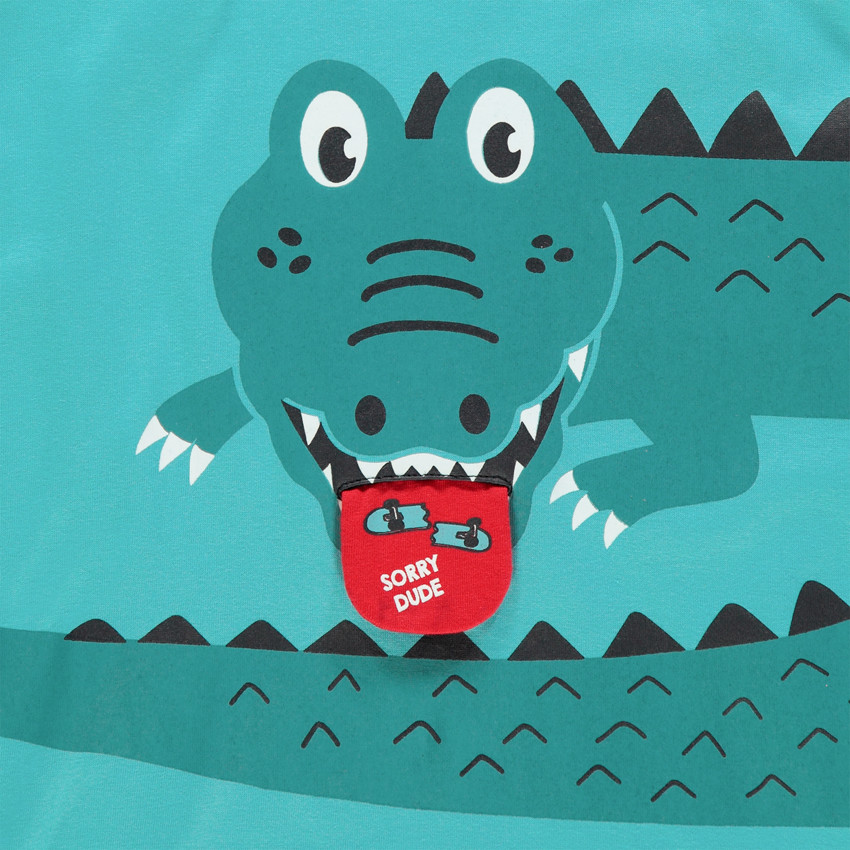 T-shirt manches courtes print croco à langue mobile 