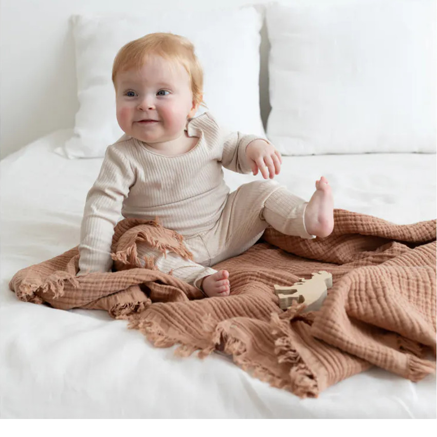 Couverture Swaddle mousseline - Moka - 80x100 cm 