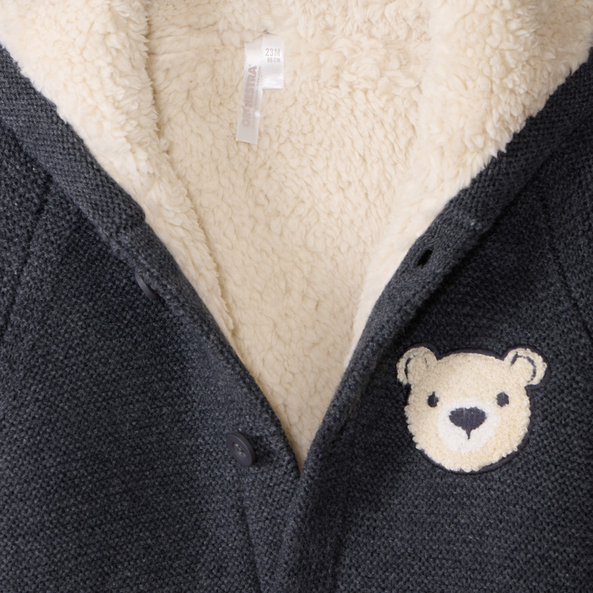 Gilet à capuche doublé sherpa avec oreilles ludiques pour bébé garçon  