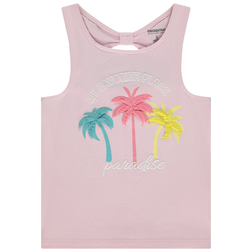 Top van reliëf palmenpatroon en open rug voor meisjes 