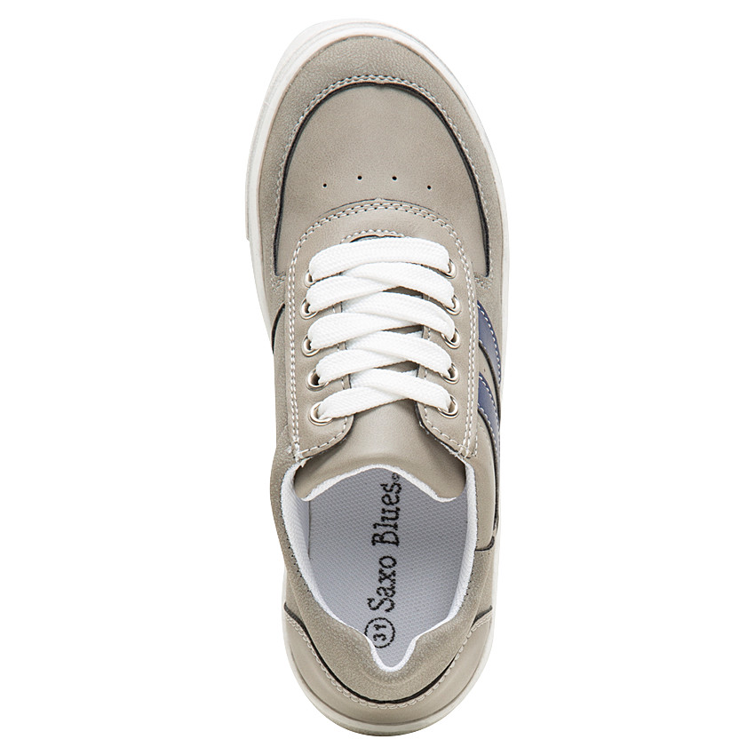 Lage sneakers met veters en contrasterende banden 