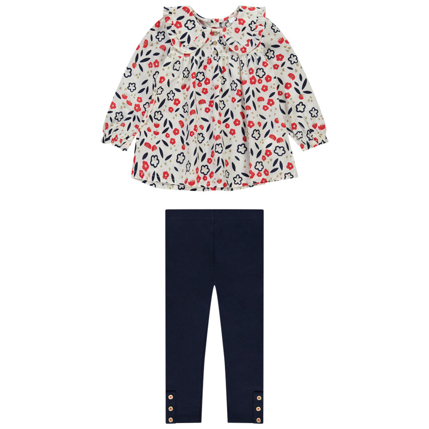 Ensemble 2 pièces imprimé fleuri pour bébé fille 