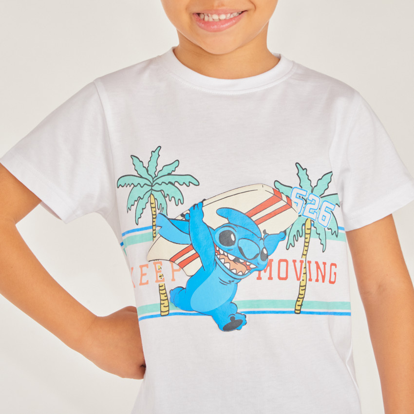 T-shirt manches courtes print Stitch Disney garçon 