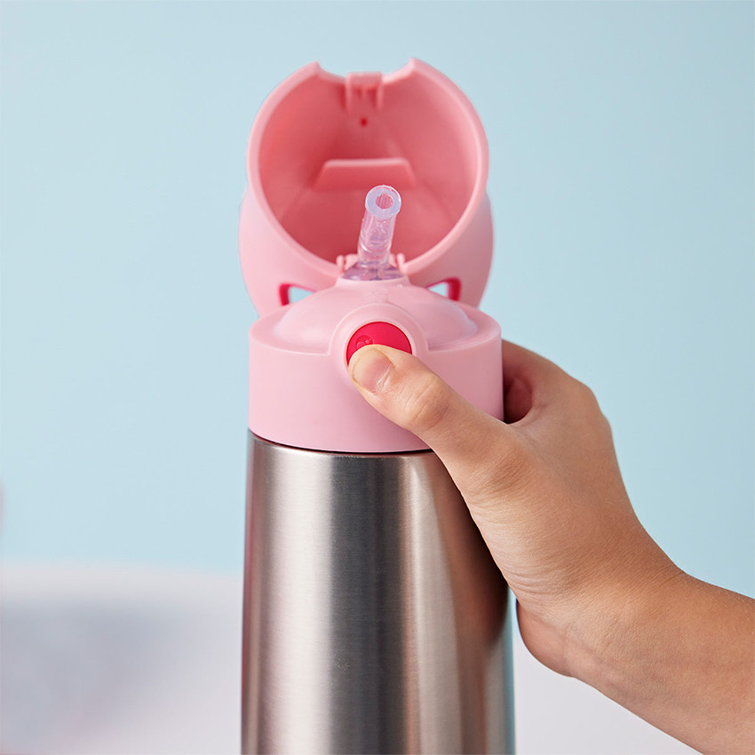 Gourde isotherme avec paille 500ml Rose 