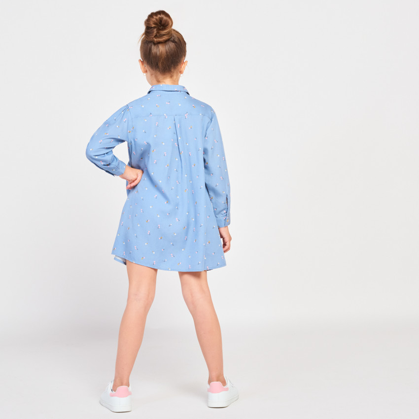 Hemdjurk met lange mouwen en bloemenprint voor meisjes 