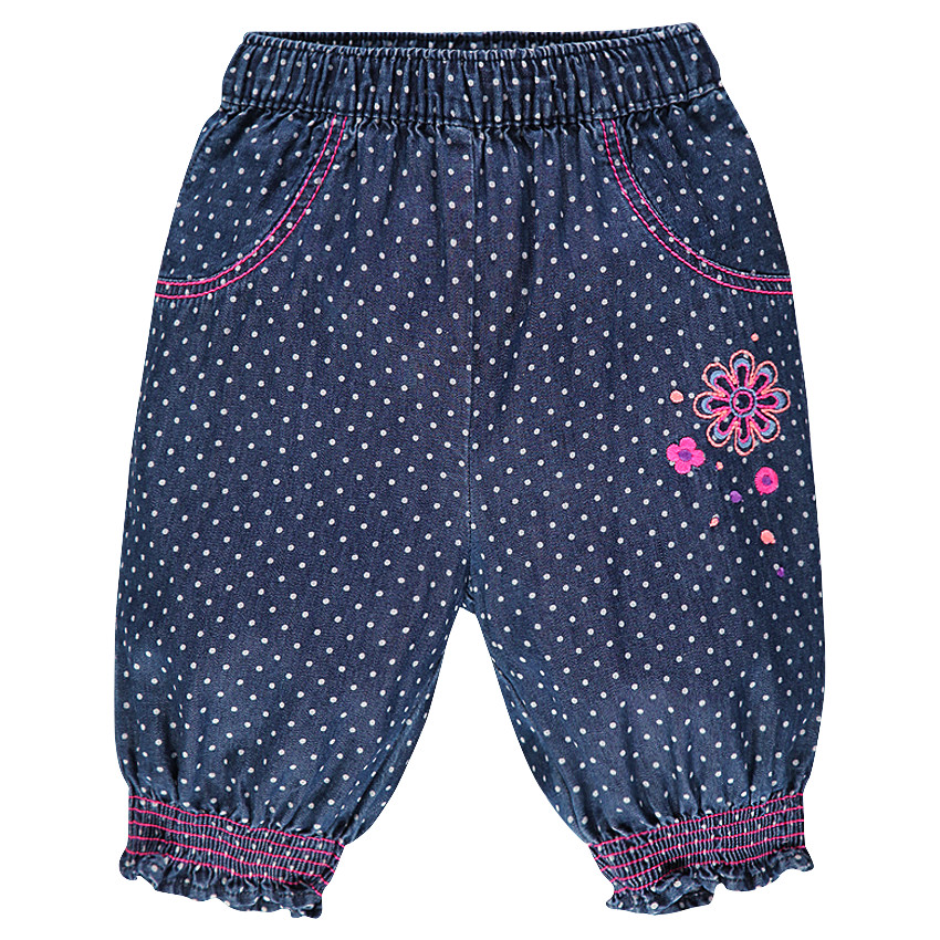Korte broek in jeans met stippen en bloemen voor meisjes 