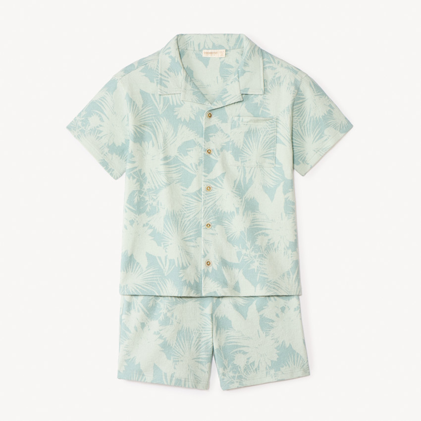 Ensemble 2 pièces chemise + bermuda style hawaïen garçon 