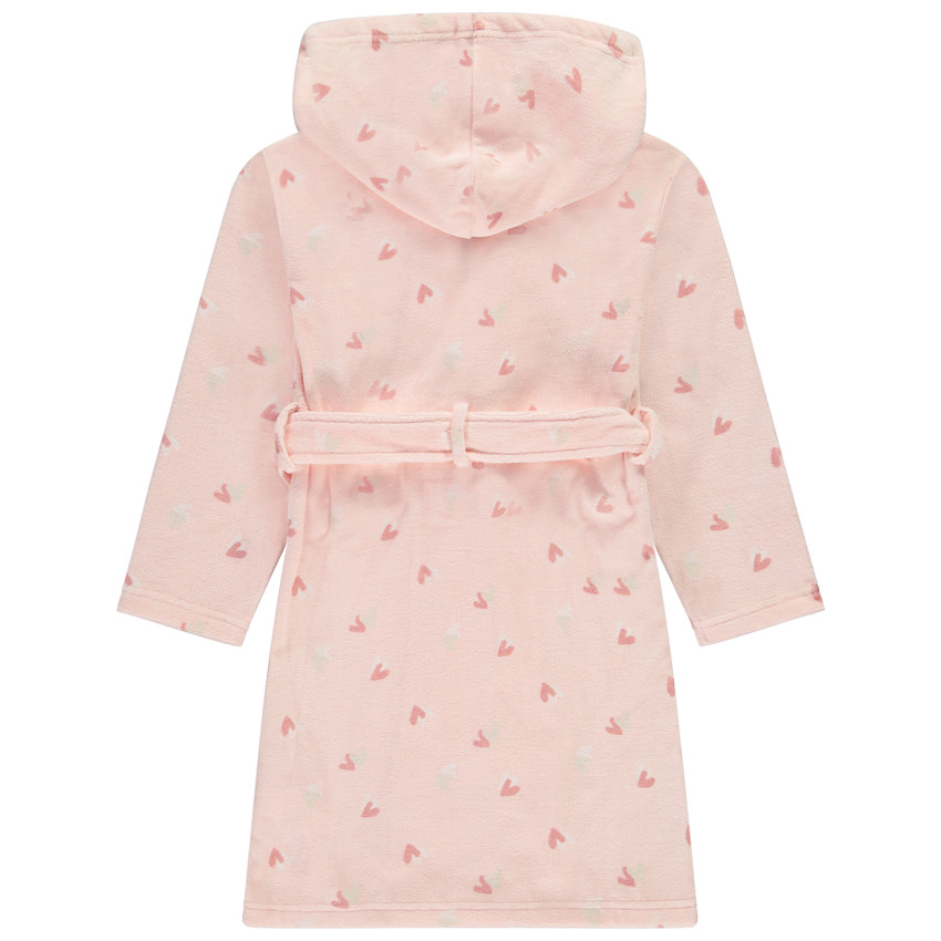 Peignoir éponge à capuche imprimé cœurs pour fille 