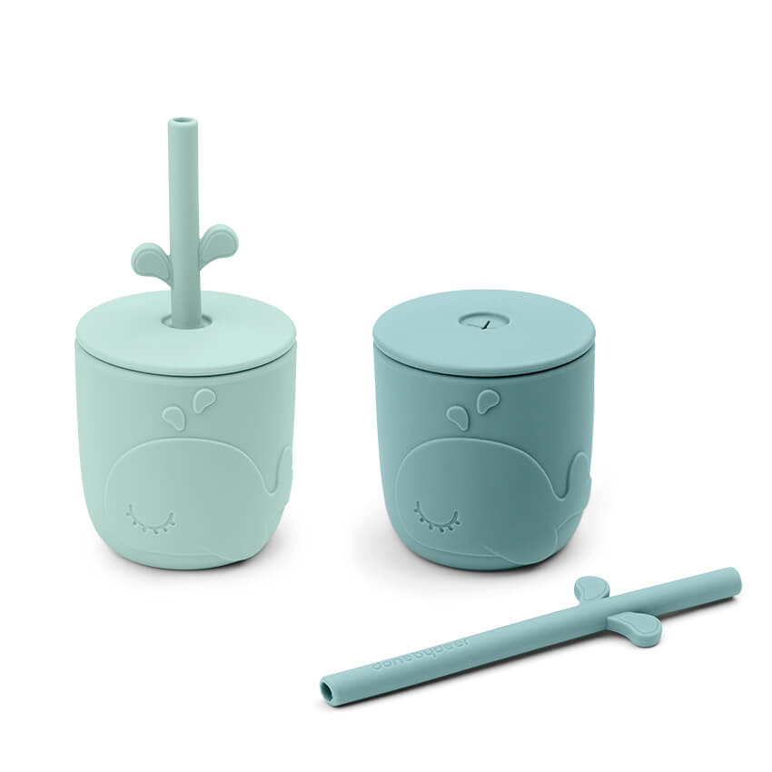 Lot de 2 gobelets avec paille Peekaboo - Wally Bleu 