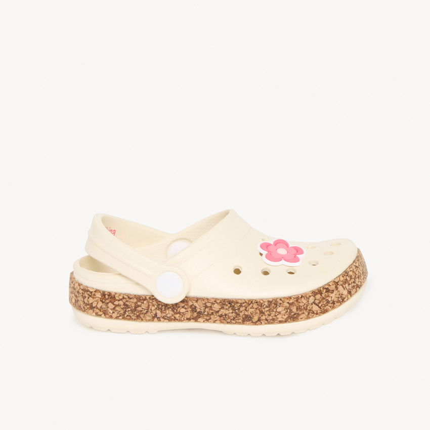Sabots à badge fleur et semelle effet liège pour fille 