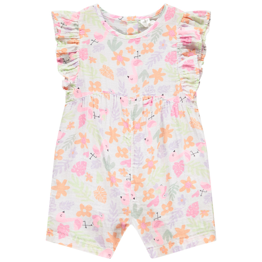 Combinaison courte avec volants et imprimé fantaisie pour bébé fille 
