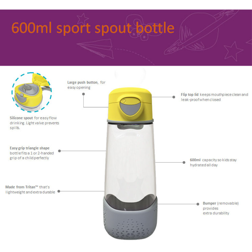 Gourde Sport avec bec 600ml Graphite 