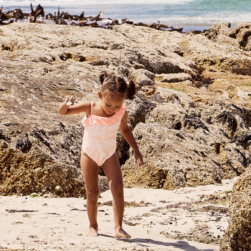 Asymmetrisch één stuk badpak met tie & dye-effect voor babymeisjes 