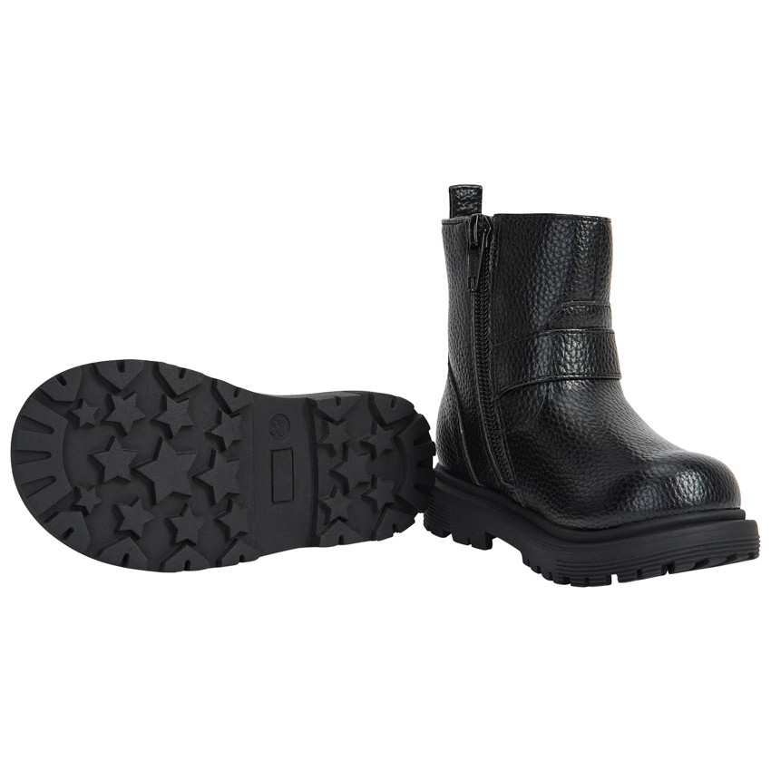 Booties in leder effect met hartenmotief en gespsluiting voor meisjes 