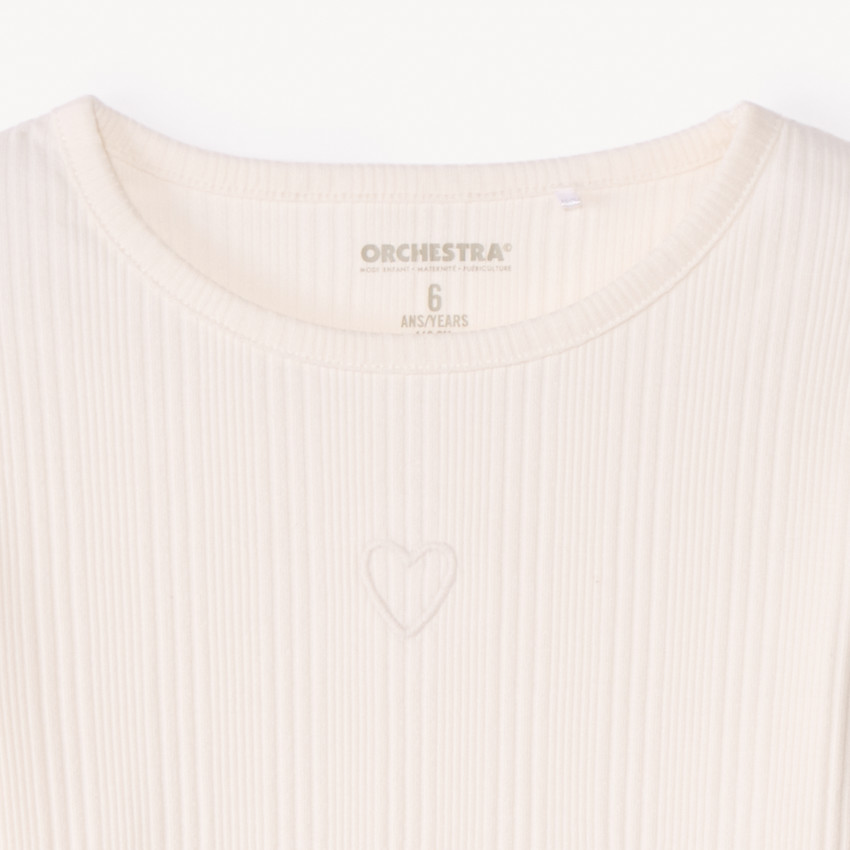 T-shirt met lange mouwen en geborduurd hartje voor meisjes 