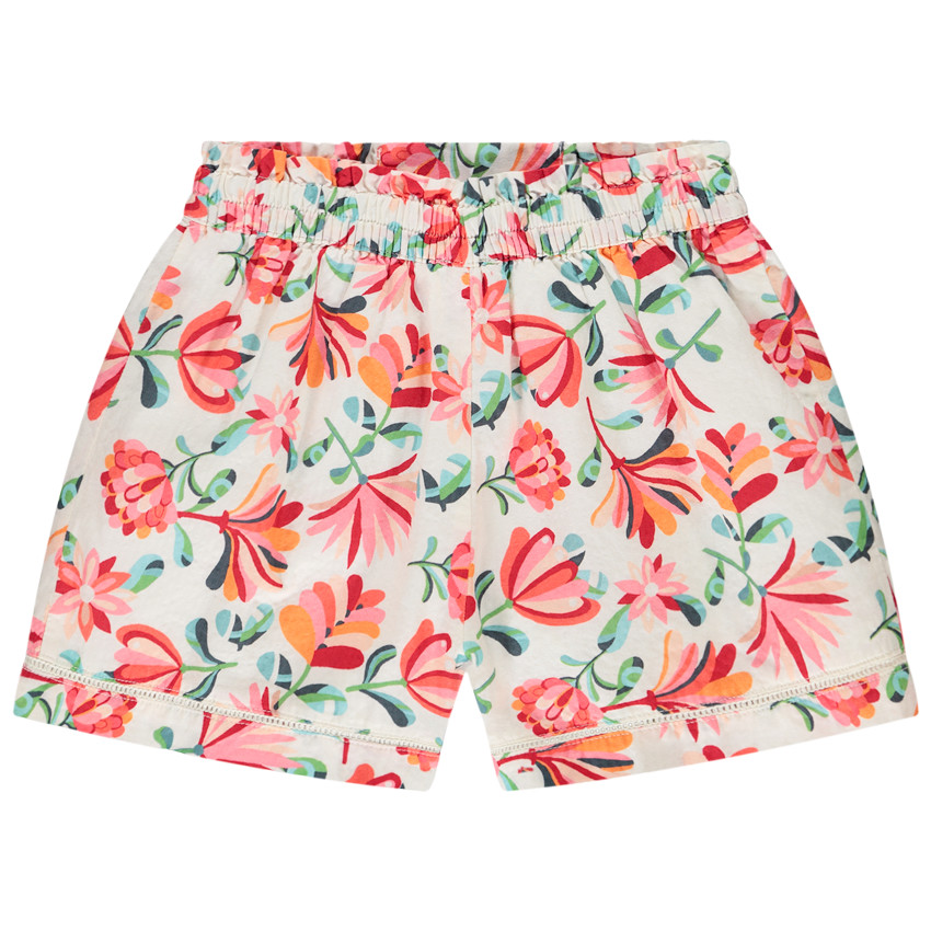 Short imprimé floral avec dentelle jour échelle fille 