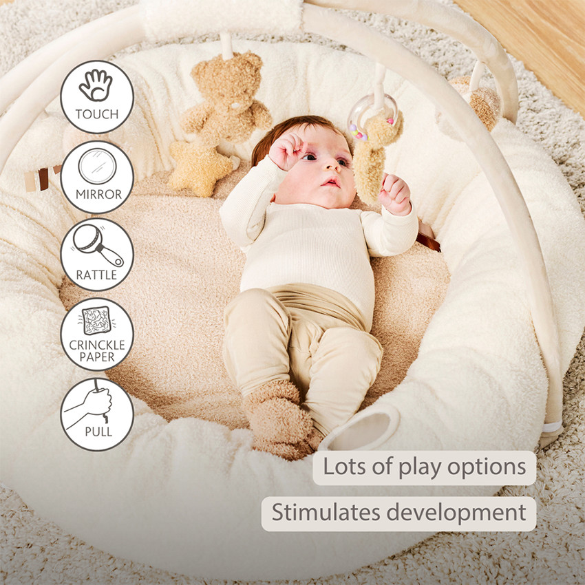 Tapis d'éveil pouf avec arches 90x90cm Teddy Bouclette 