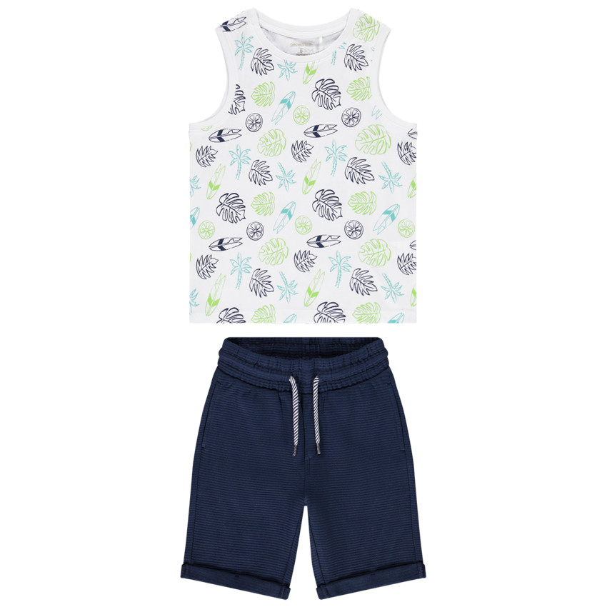 Ensemble 2 pièces en jersey imprimé feuilles pour garçon 