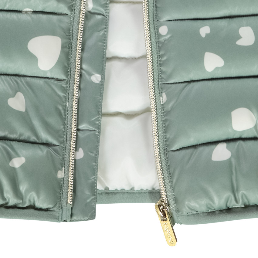 Doudoune légère à capuche imprimé cœurs pour fille 