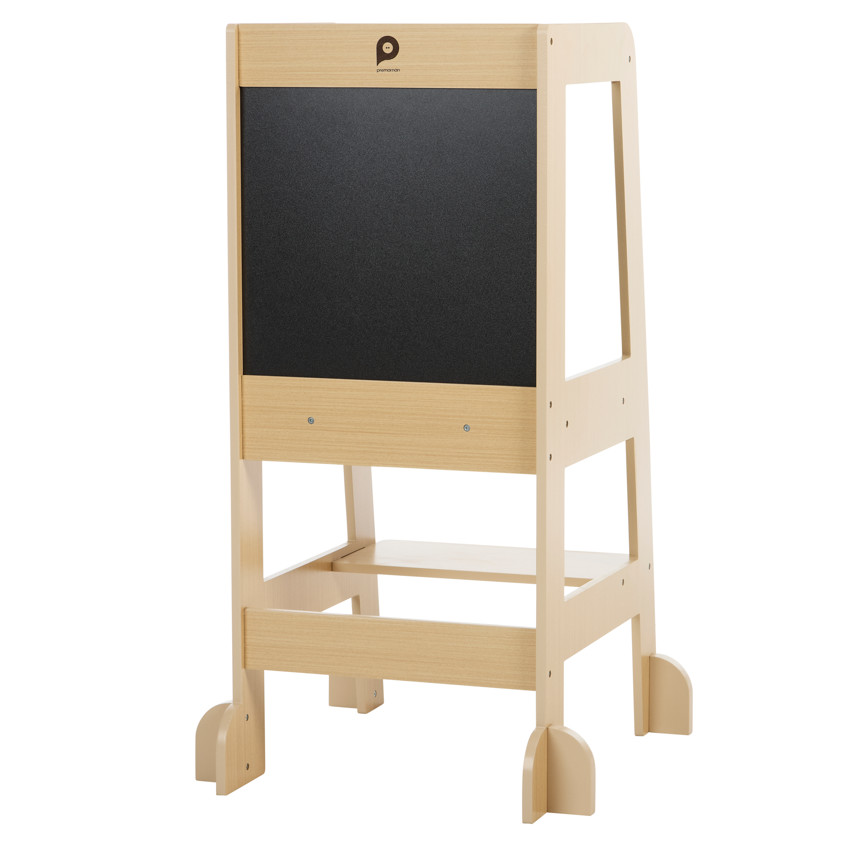 Leerstand Premissori met natuurlijk houten krijtbord 
