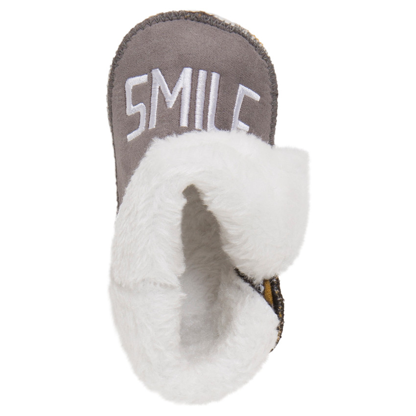 Gevoerde, halfhoge laarsjes van jerseystof met omslag en ©Smileybadge 