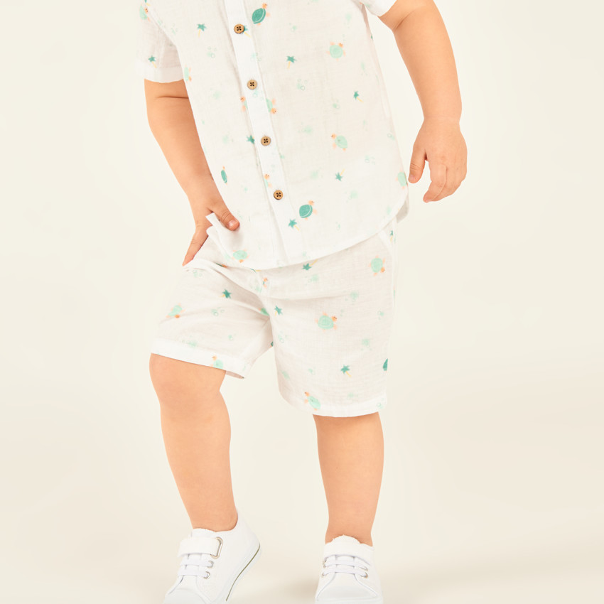 Ensemble 2 pièces chemise + short imprimé tortues pour bébé garçon 