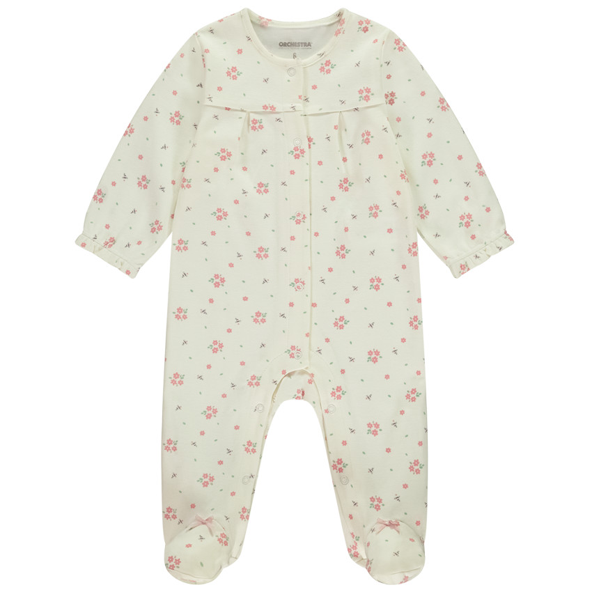 Dors-bien manches longues en interlock imprimé fleuris pour bébé fille 