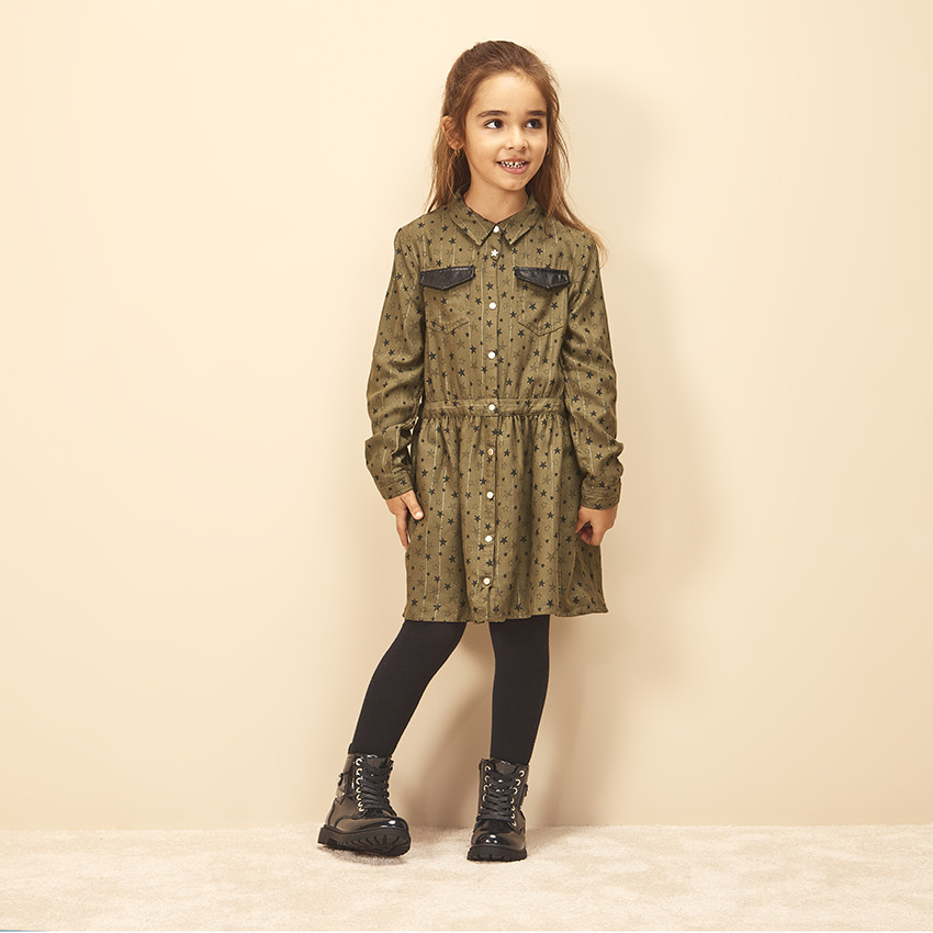 Robe manches longues imprimé étoiles pour fille 